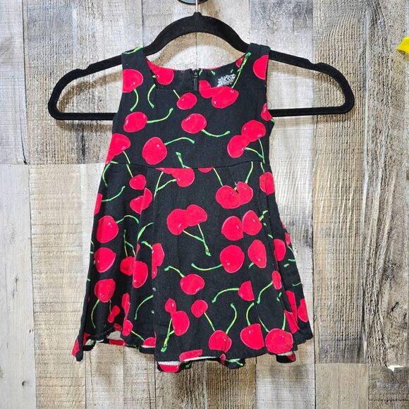 Hearts & Roses Kids Bombshell Cherry 50's Swing Dress Black 1-2 Years - Picture 2 of 5